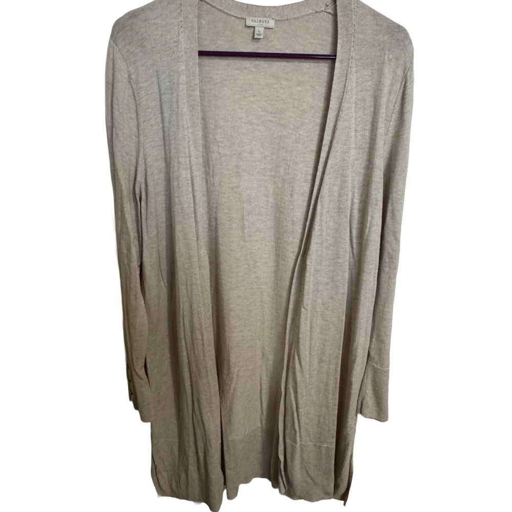 Talbots Lightweight Open-Front Cream Cardigan